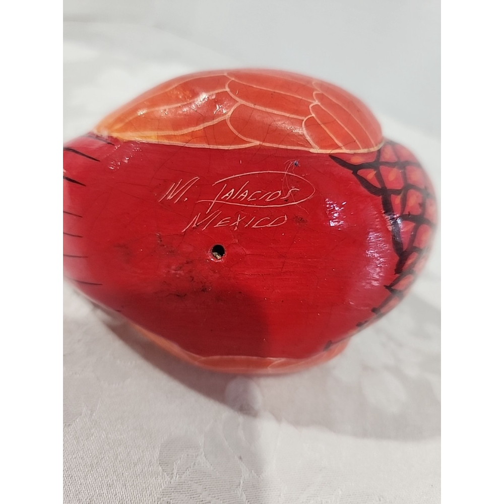 Mexican Folk Art Bird Pottery M Palacios Mexico Hand Painted Colorful 5" Tall - Picture 5 of 11